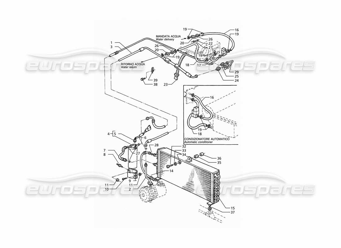Maserati Ghibli 2.8 (ABS) Air Conditioning System (RH Drive) With R134A Gas Parts Diagram