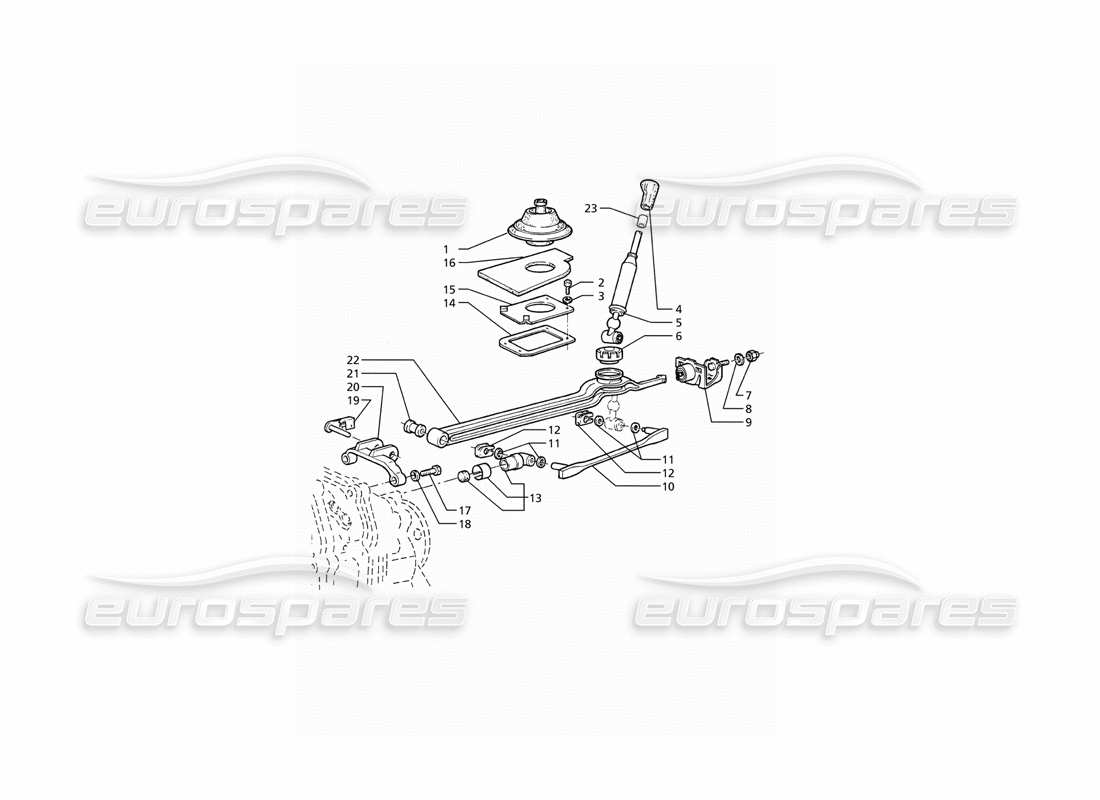 Maserati Ghibli 2.8 (ABS) Getrag Transmission 6 Speed: Outside Controls Part Diagram