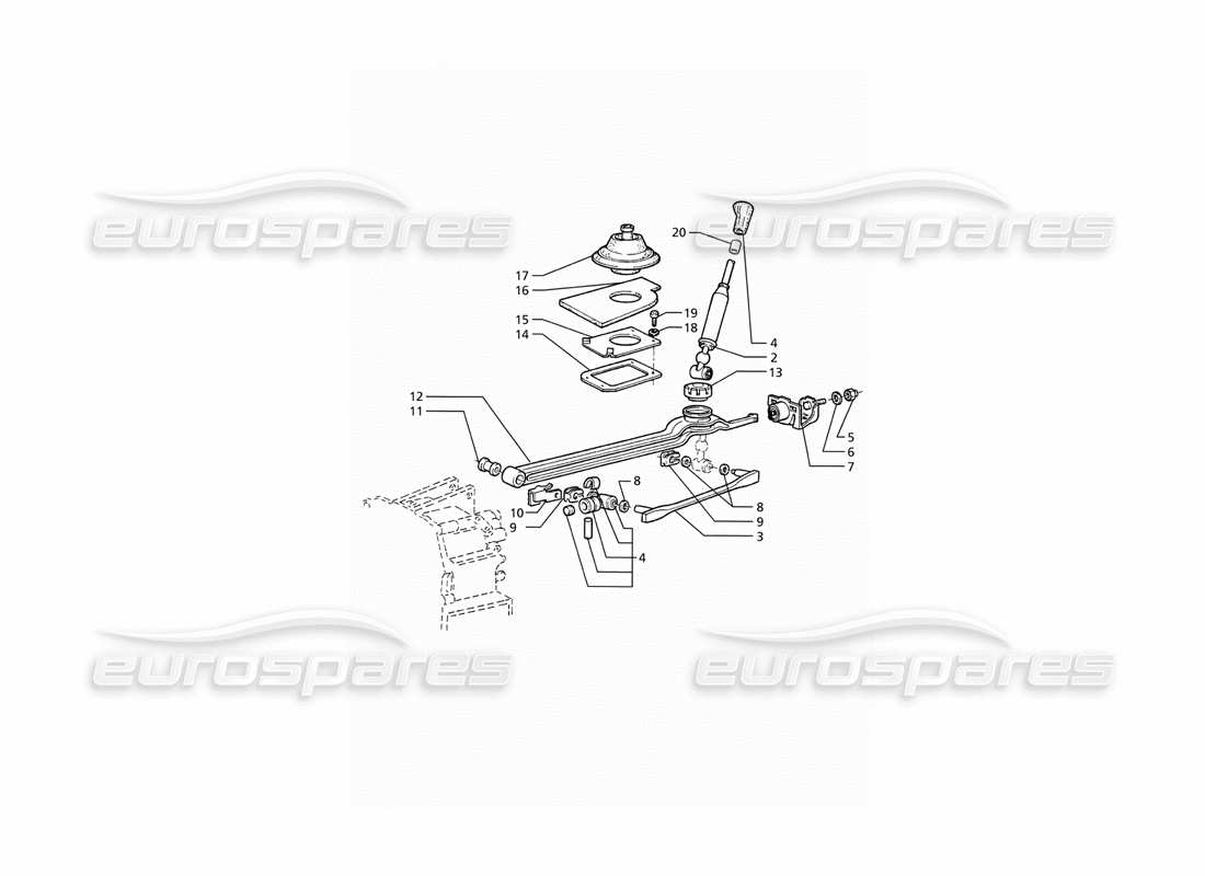 Maserati Ghibli 2.8 (ABS) Getrag Transmission 5 Speed: Outside Controls Part Diagram