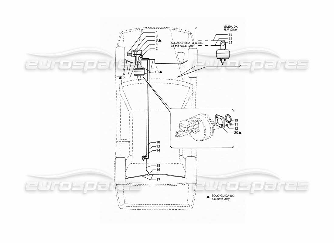 Maserati Ghibli 2.8 (ABS) ABS Hydraulic Brake Lines Parts Diagram