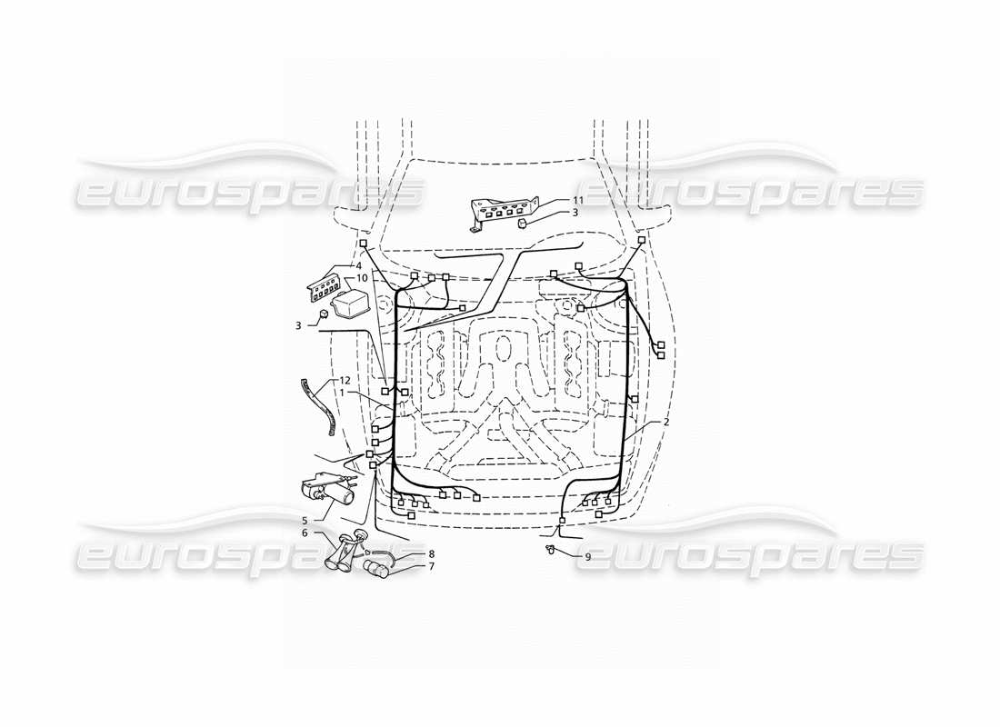 Maserati Ghibli 2.8 (ABS) Electrical System: Engine Compartment (LH Drive) Parts Diagram