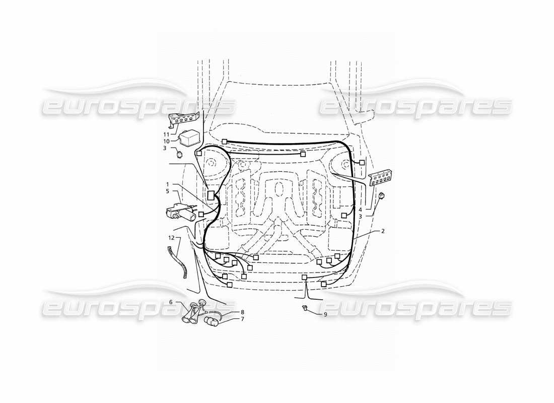 Maserati Ghibli 2.8 (ABS) Electrical System: Engine Compartment (RH Drive) Part Diagram