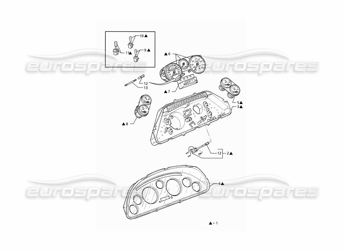 Maserati Ghibli 2.8 (ABS) Borletti Instrumentation Part Diagram