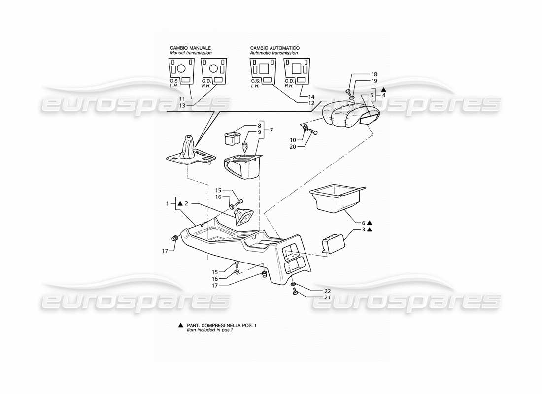 Maserati Ghibli 2.8 (ABS) Console Parts Diagram