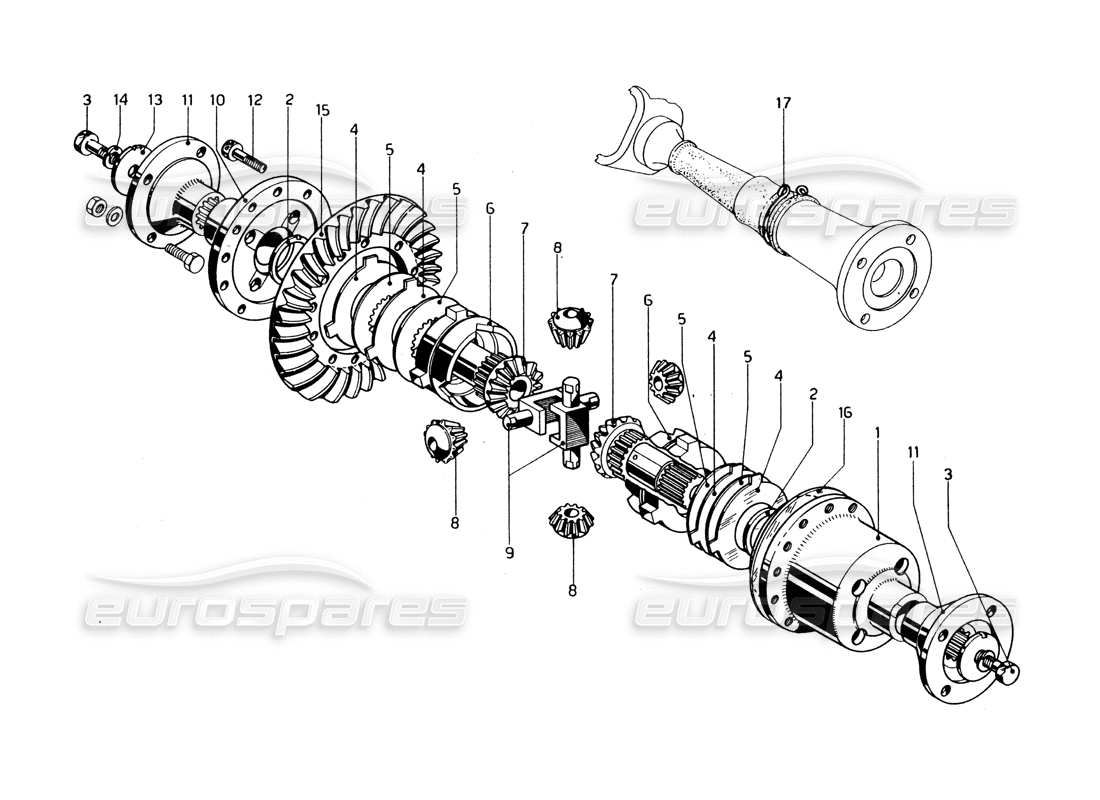 Ferrari 275 GTB/GTS 2 cam Differential & Driveshaft - Left Hand drive models Parts Diagram
