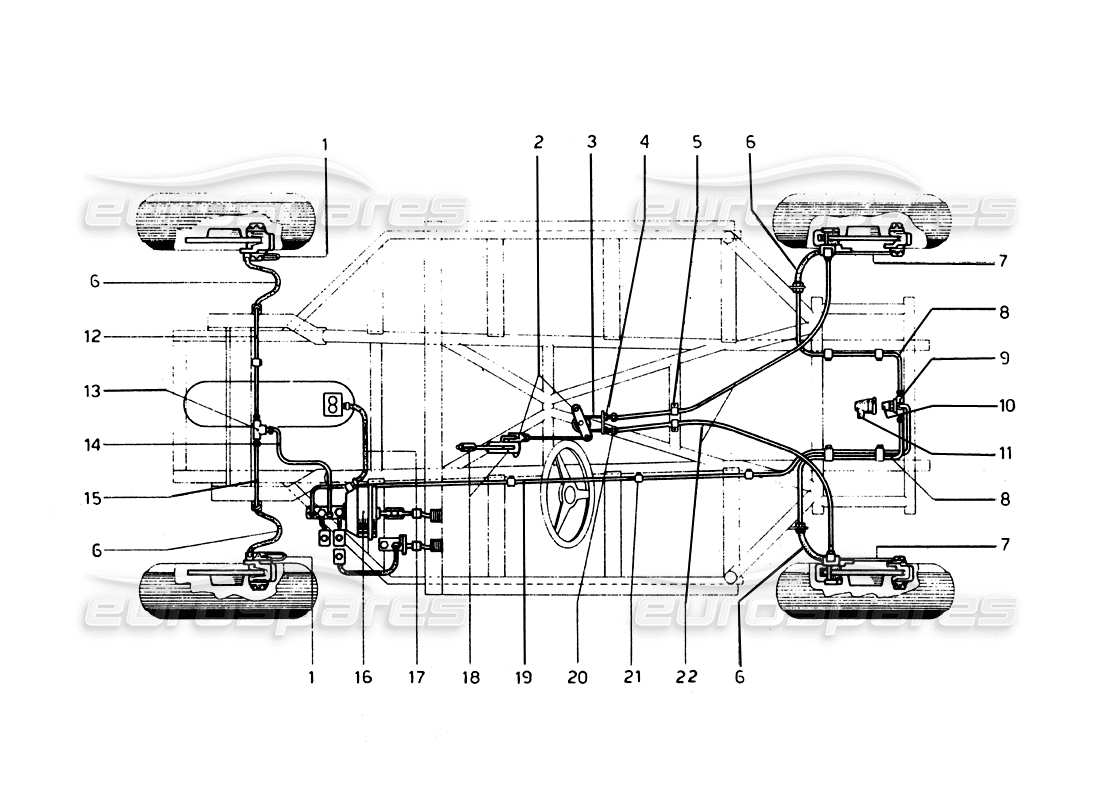 Ferrari 275 GTB/GTS 2 cam Brake System Parts Diagram