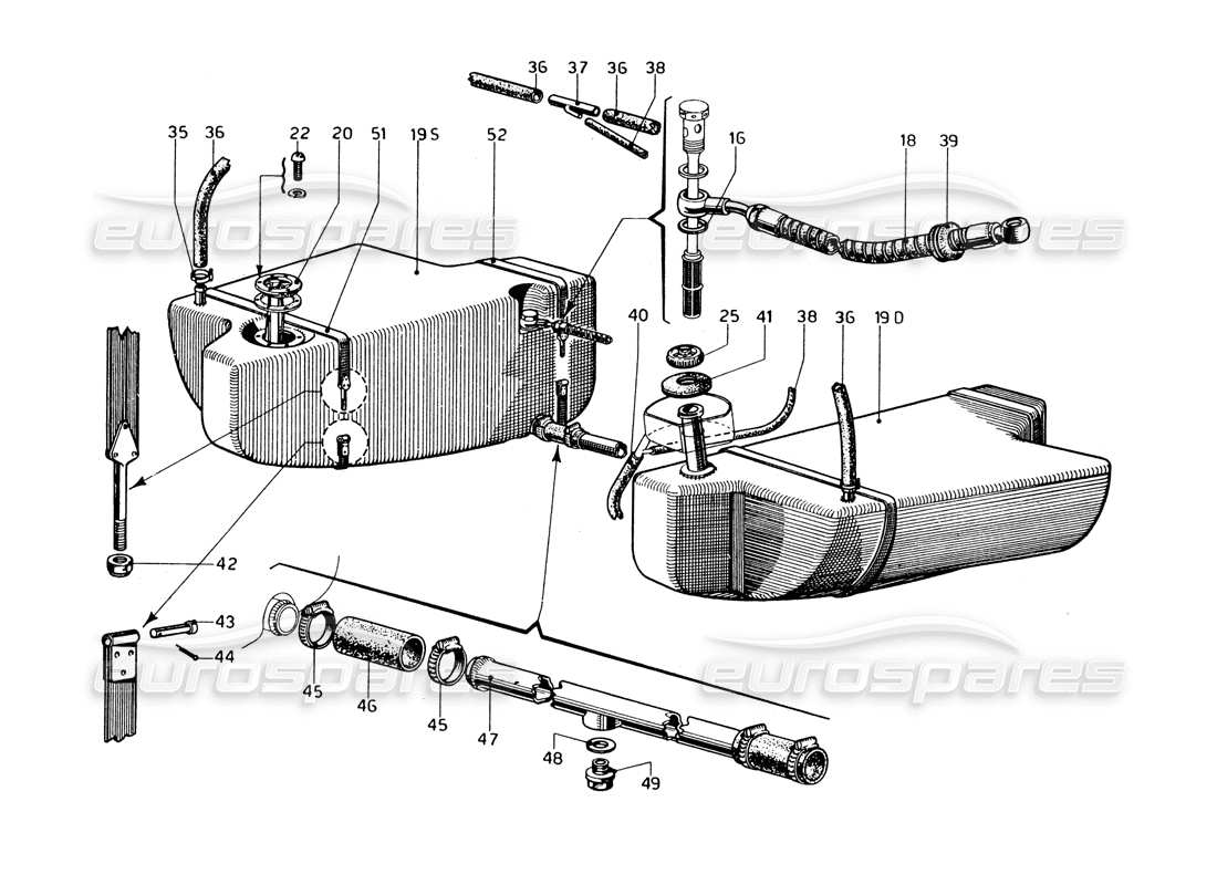 Ferrari 275 GTB/GTS 2 cam Fuel Tank - Left Hand Drive Models Part Diagram