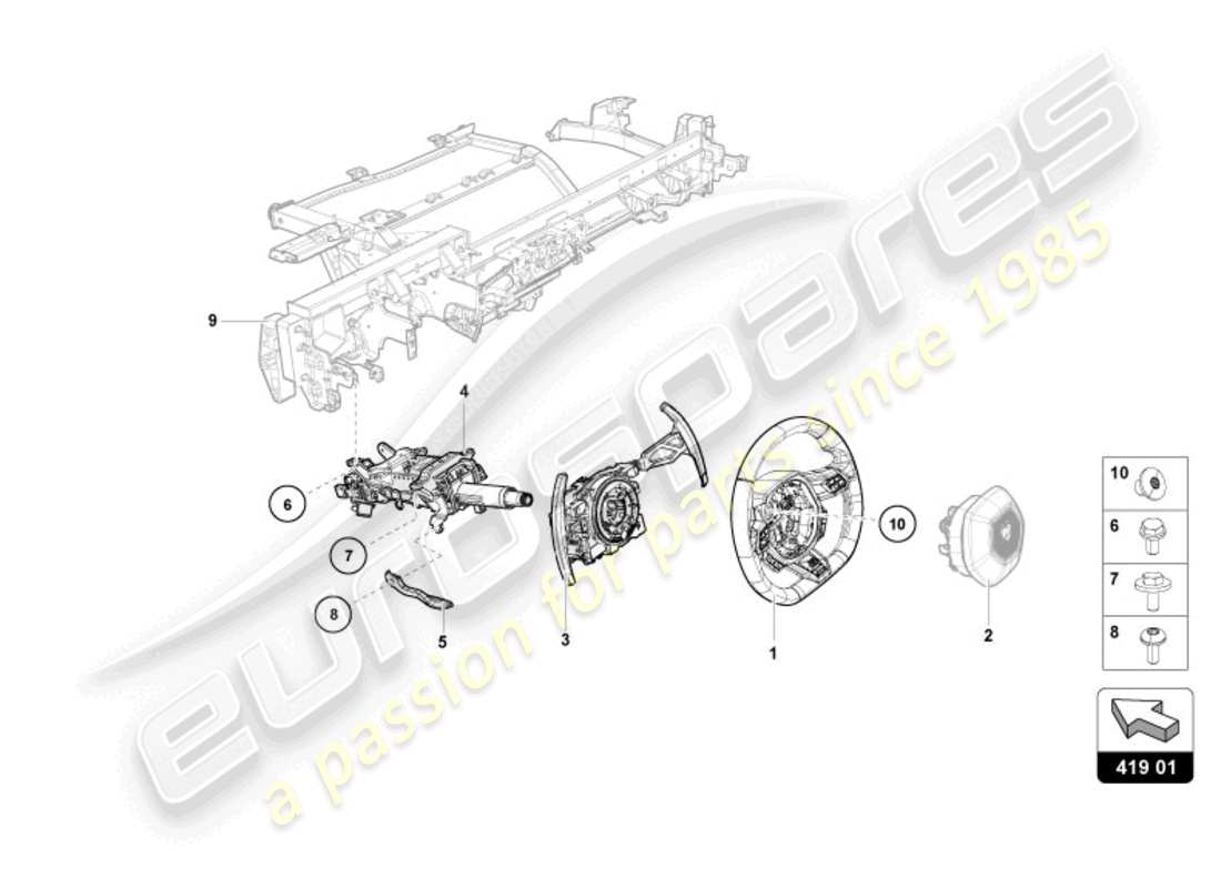 Lamborghini STO (2023) STEERING SYSTEM Part Diagram