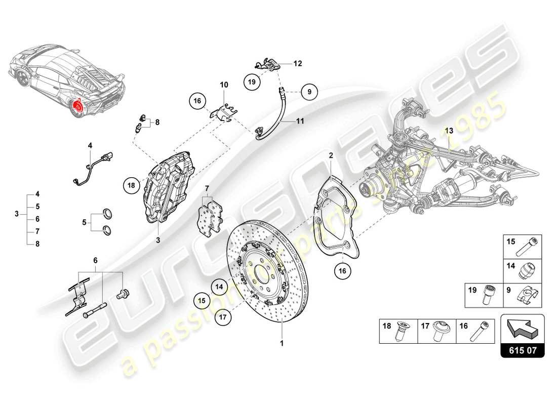 Lamborghini STO (2023) CERAMIC BRAKE DISC REAR Part Diagram
