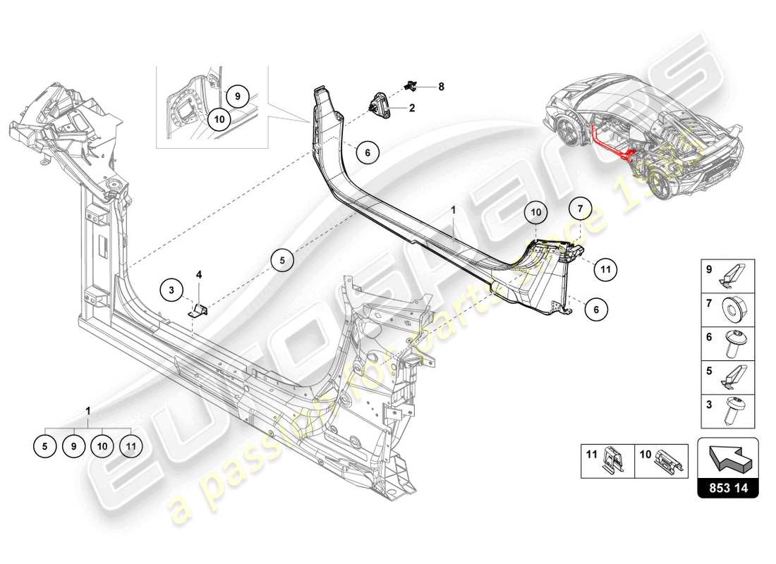 Lamborghini STO (2023) SIDE MEMBER Part Diagram