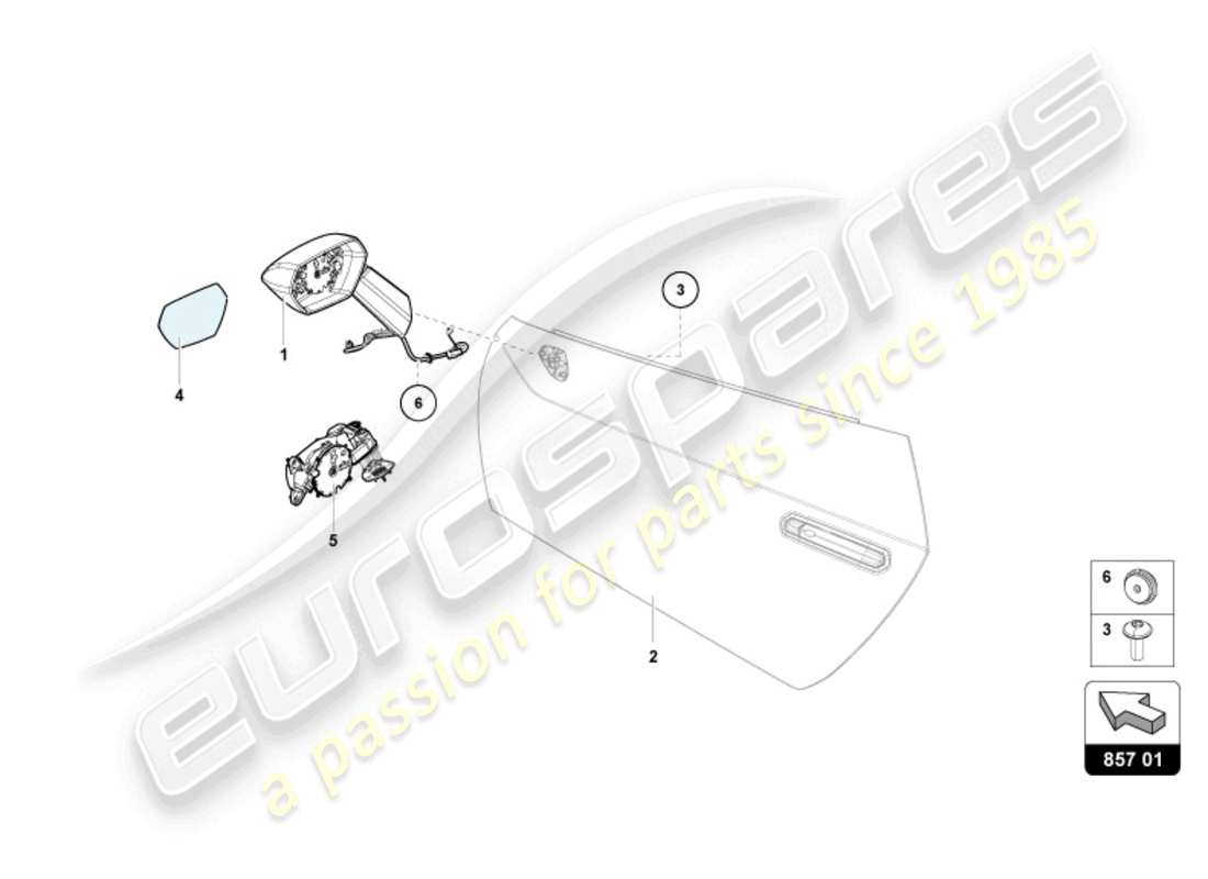 Lamborghini STO (2023) EXTERIOR MIRROR Part Diagram