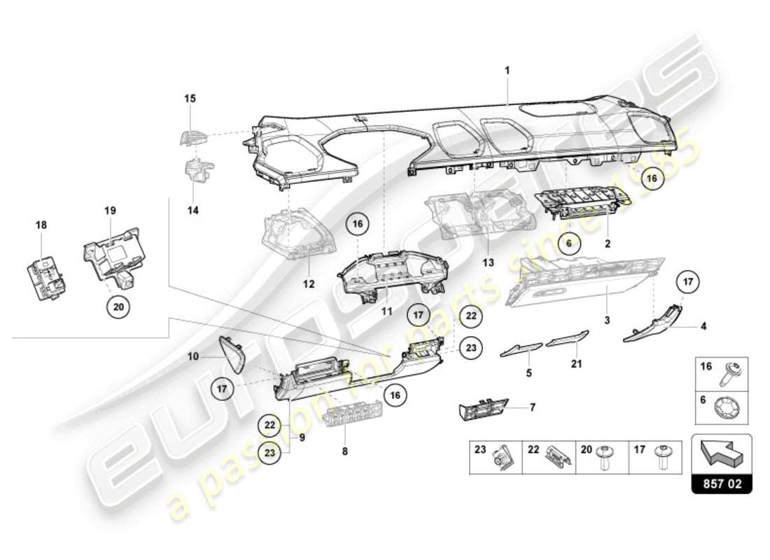 Lamborghini STO (2023) INSTRUMENT PANEL TRIM Part Diagram