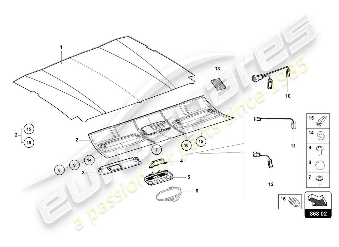 Lamborghini STO (2023) ROOF TRIM Part Diagram