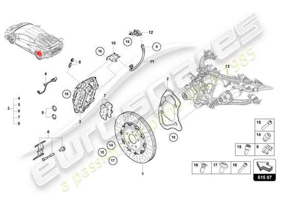 a part diagram from the Lamborghini Huracan STO parts catalogue