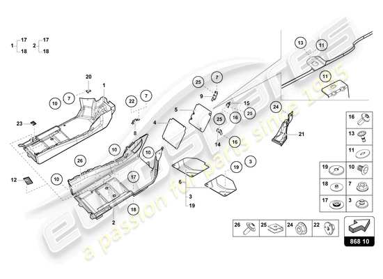 a part diagram from the Lamborghini Huracan STO parts catalogue