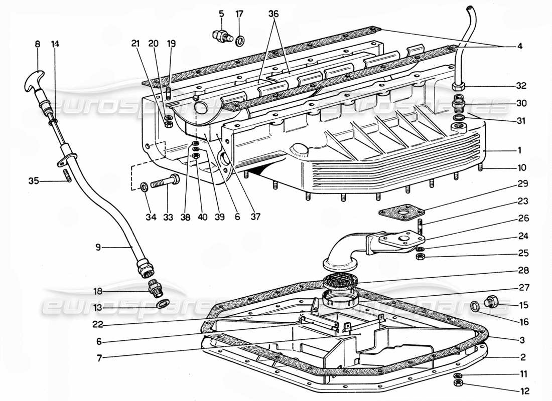 Ferrari 365 GTC4 (Mechanical) Sump pan - Oil pick up Parts Diagram