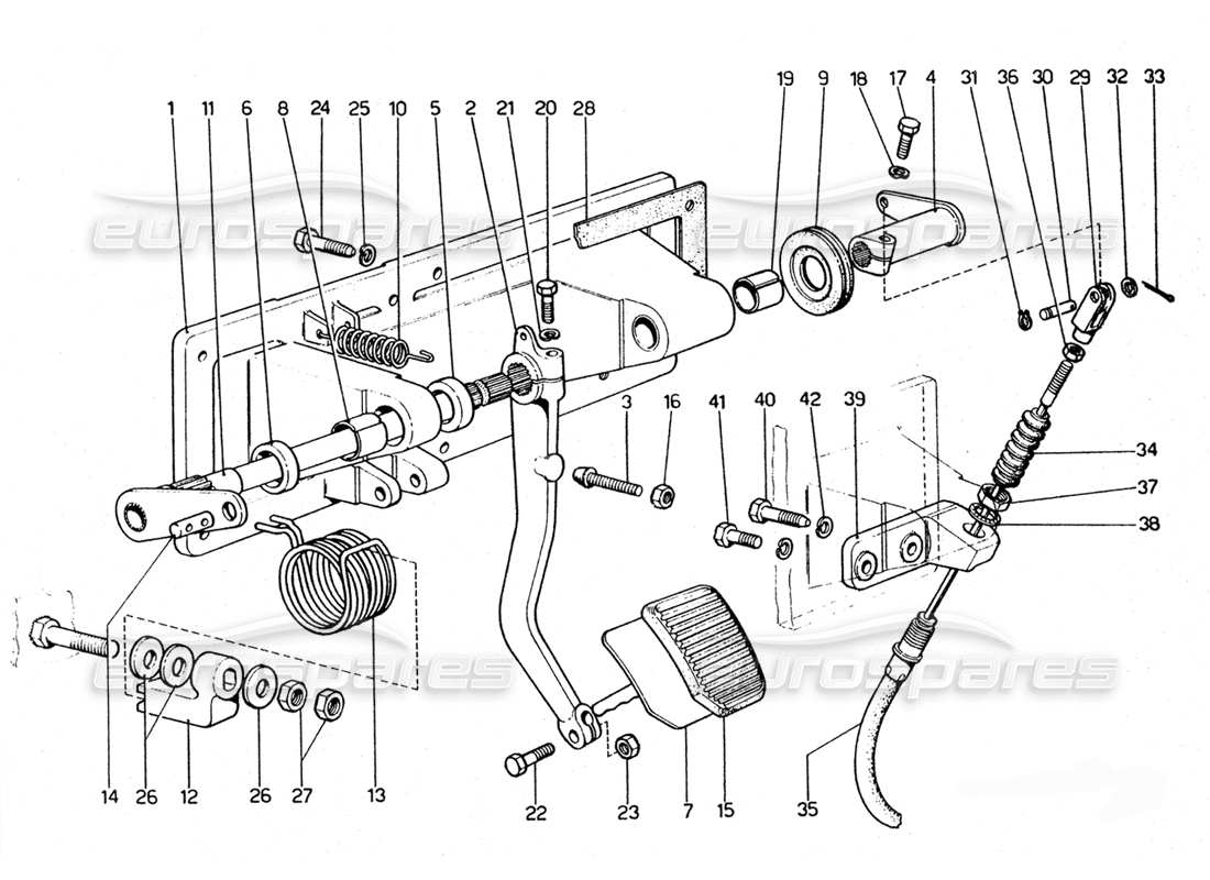Ferrari 365 GTC4 (Mechanical) clutch pedal (LHD) Parts Diagram