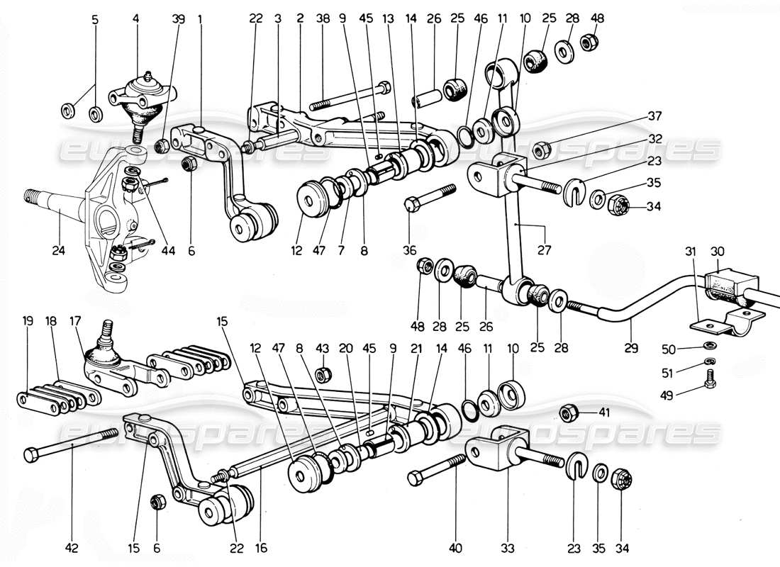 Ferrari 365 GTC4 (Mechanical) Front Suspension Arms Part Diagram
