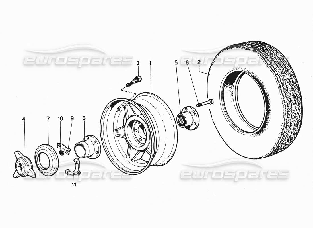 Ferrari 365 GTC4 (Mechanical) Wheels Parts Diagram