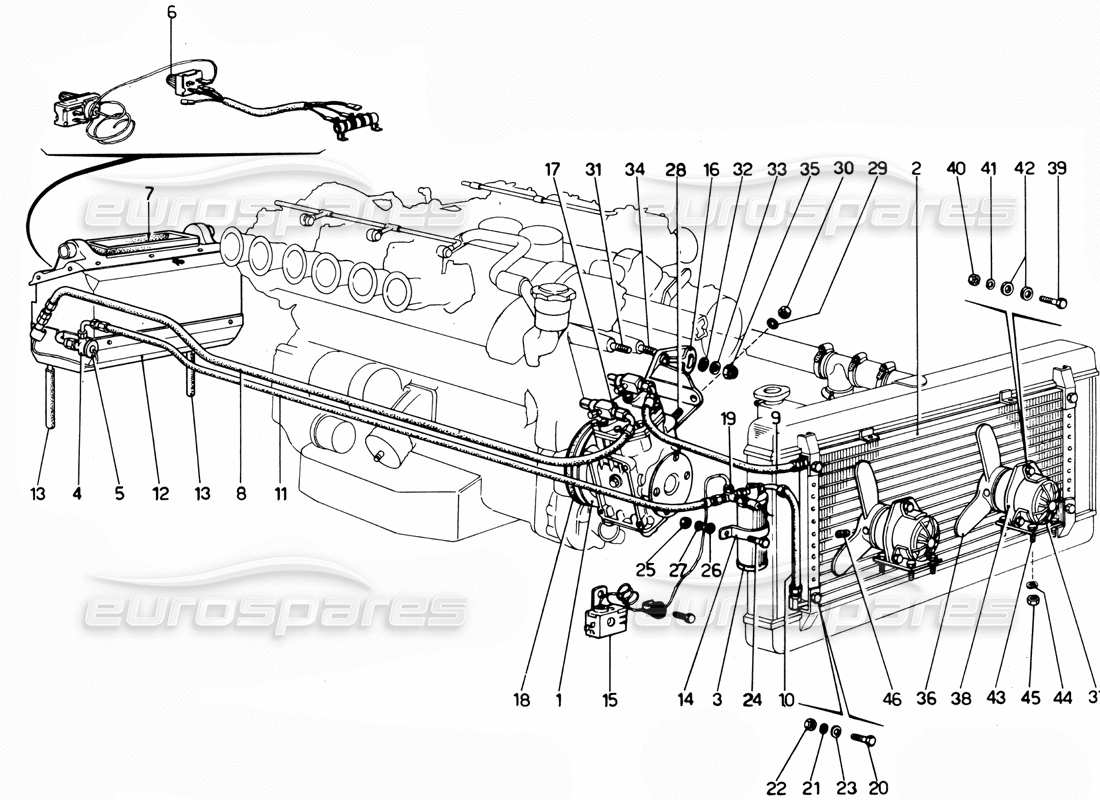 Ferrari 365 GTC4 (Mechanical) Air condition system Parts Diagram