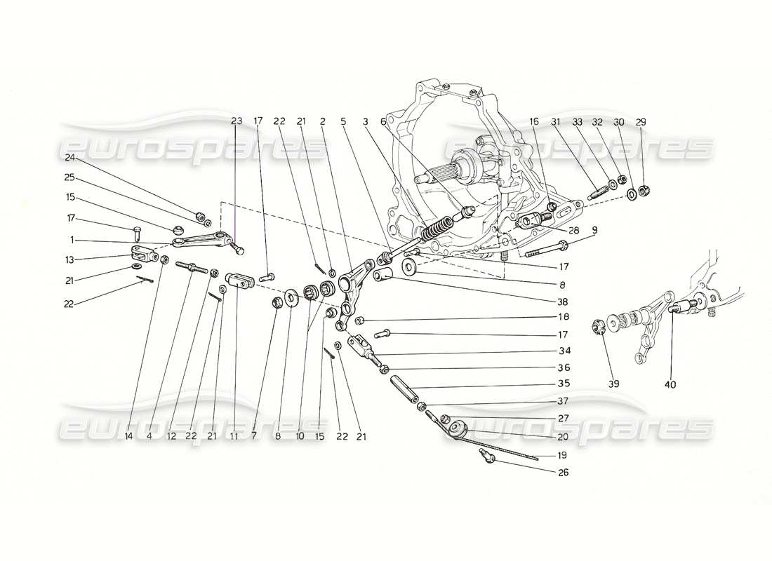 Ferrari 308 GT4 Dino (1976) Clutch Operating Control Part Diagram