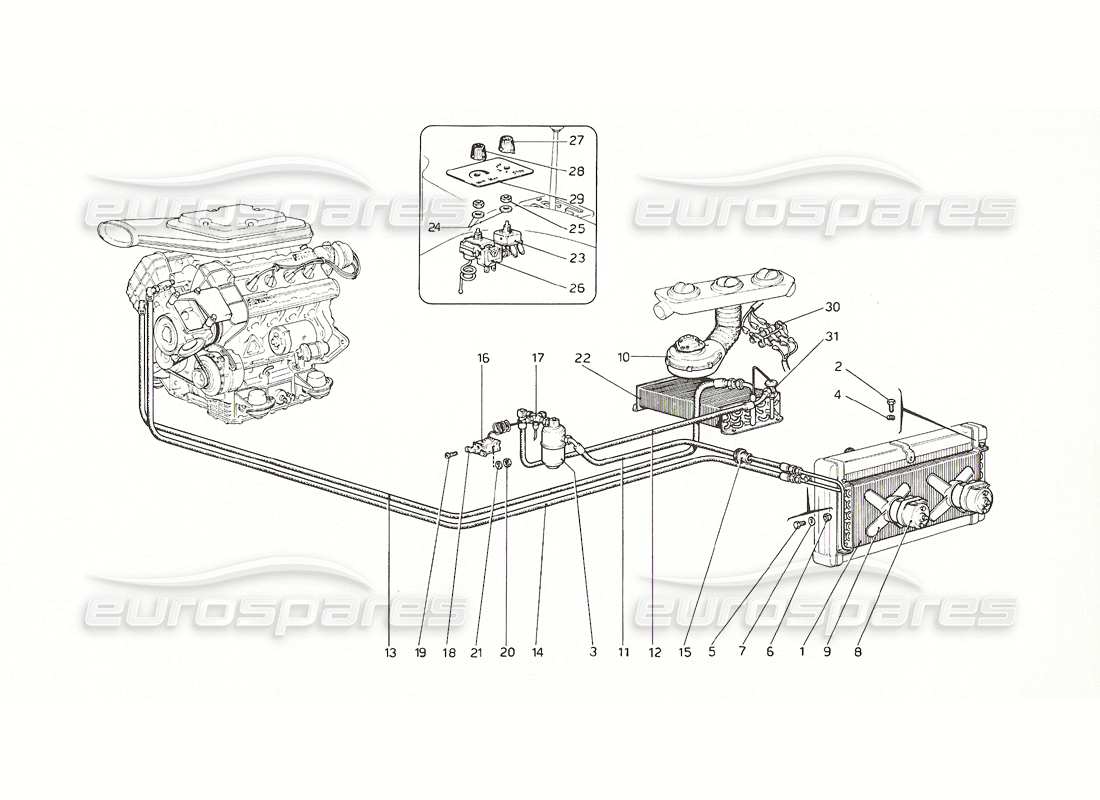 Ferrari 308 GT4 Dino (1976) Air conditioning system (Up to N. 12162) Part Diagram