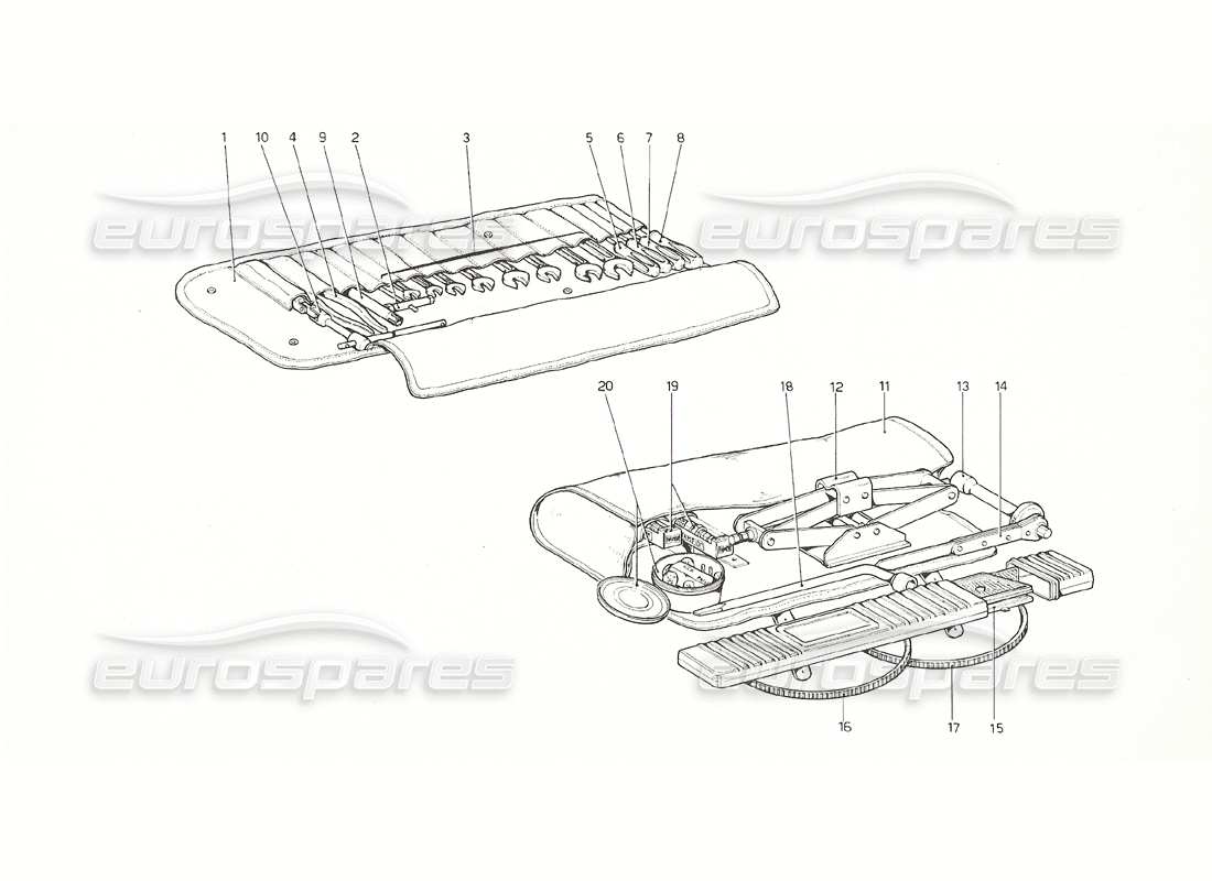 Ferrari 308 GT4 Dino (1976) TOOL KIT Parts Diagram