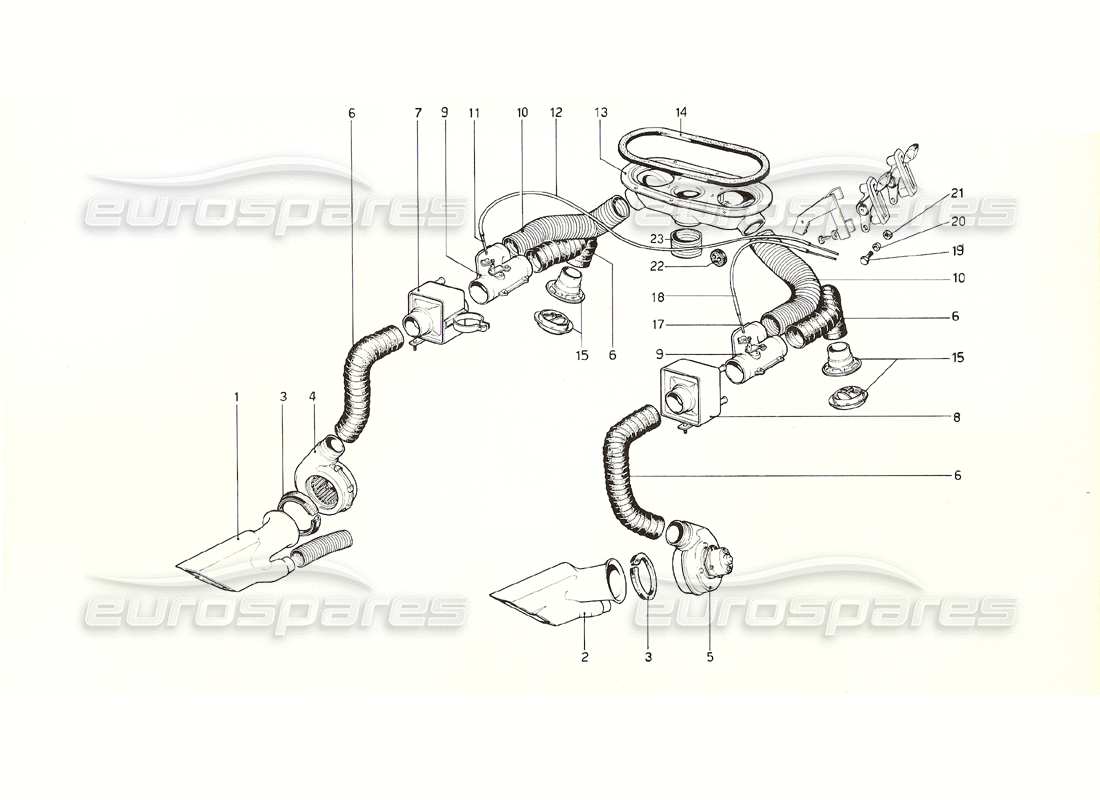 Ferrari 308 GT4 Dino (1976) Heating System Part Diagram