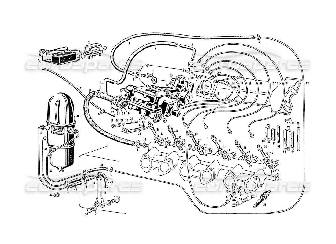 Maserati 3500 GT Injection Equipment Parts Diagram