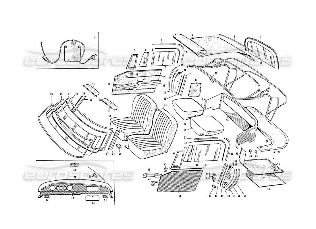 Maserati 3500 GT Interior Appointments Vignale Parts Diagram