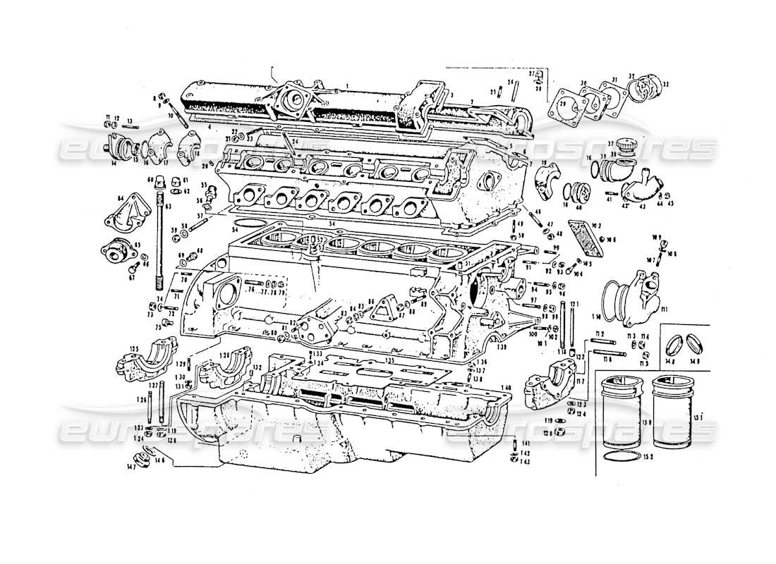 Maserati 3500 GT engine housing Parts Diagram