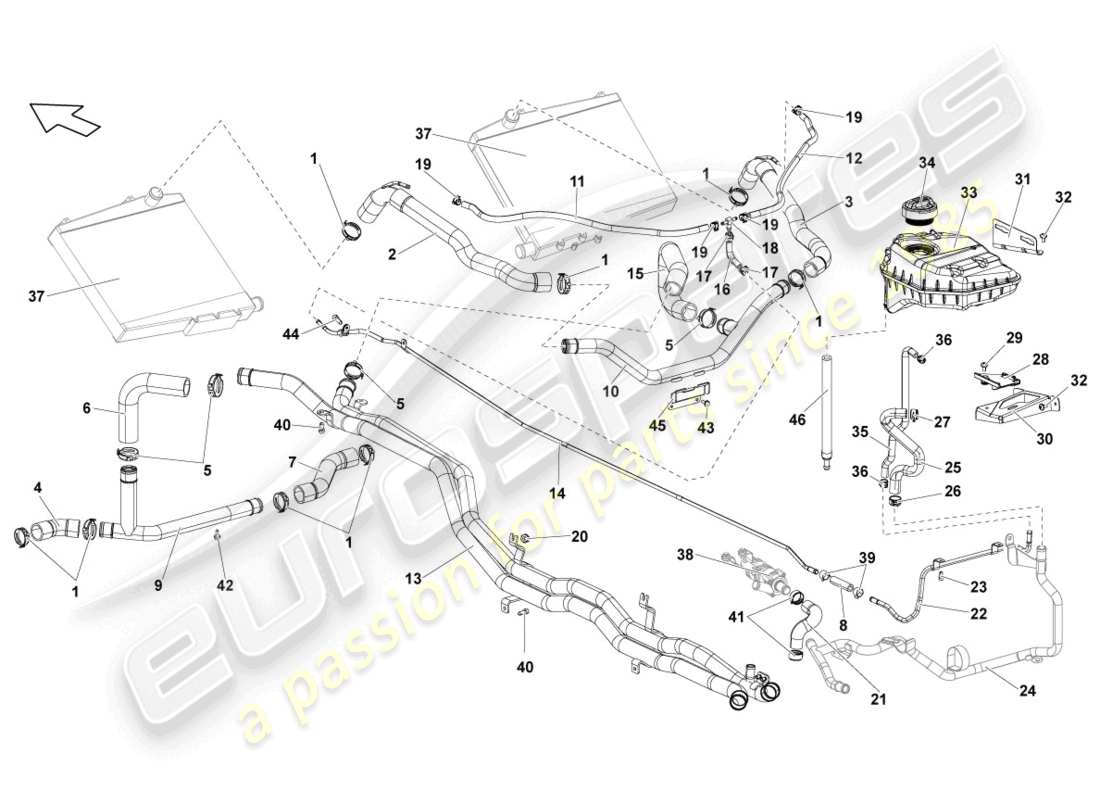 Lamborghini LP570-4 Spyder Performante (2012) COOLANT COOLING SYSTEM Part Diagram