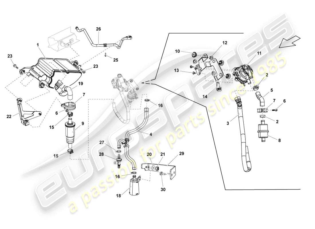 Lamborghini LP570-4 Spyder Performante (2012) ACTIVATED CARBON FILTER SYSTEM Part Diagram