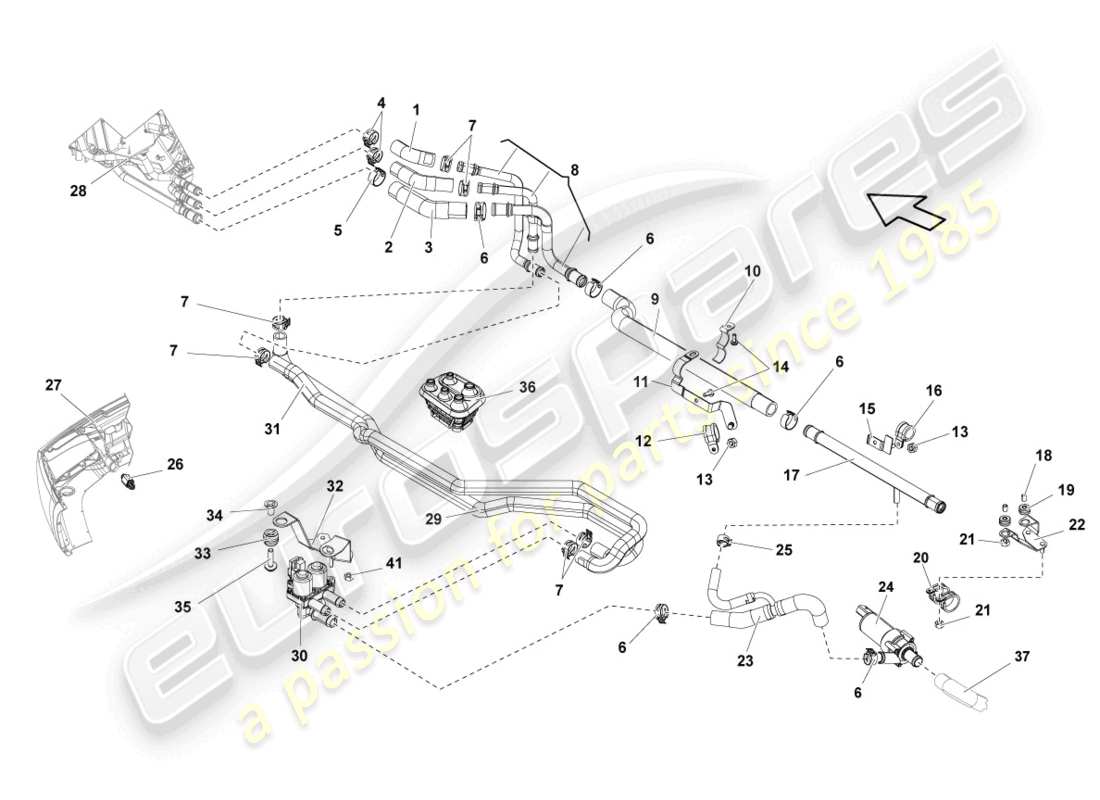 Lamborghini LP570-4 Spyder Performante (2012) COOLANT HOSES AND PIPES Part Diagram