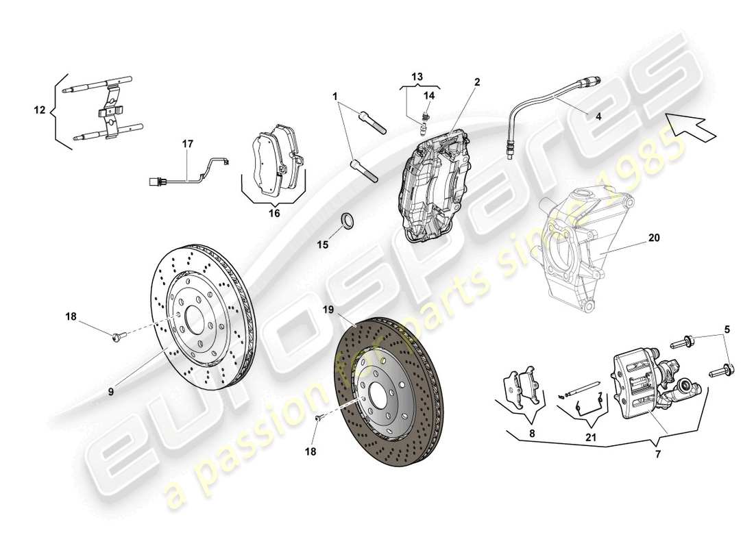 Lamborghini LP570-4 Spyder Performante (2012) DISC BRAKE REAR Part Diagram