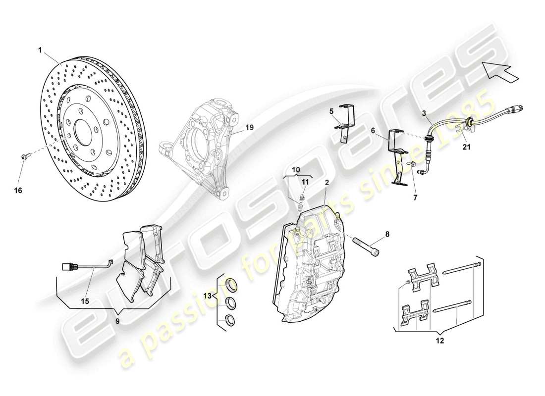 Lamborghini LP570-4 Spyder Performante (2012) DISC BRAKE FRONT Part Diagram