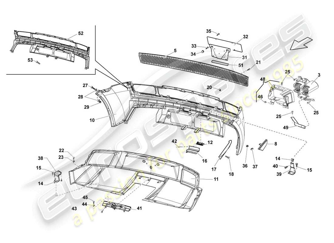 Lamborghini LP570-4 Spyder Performante (2012) BUMPER REAR Part Diagram