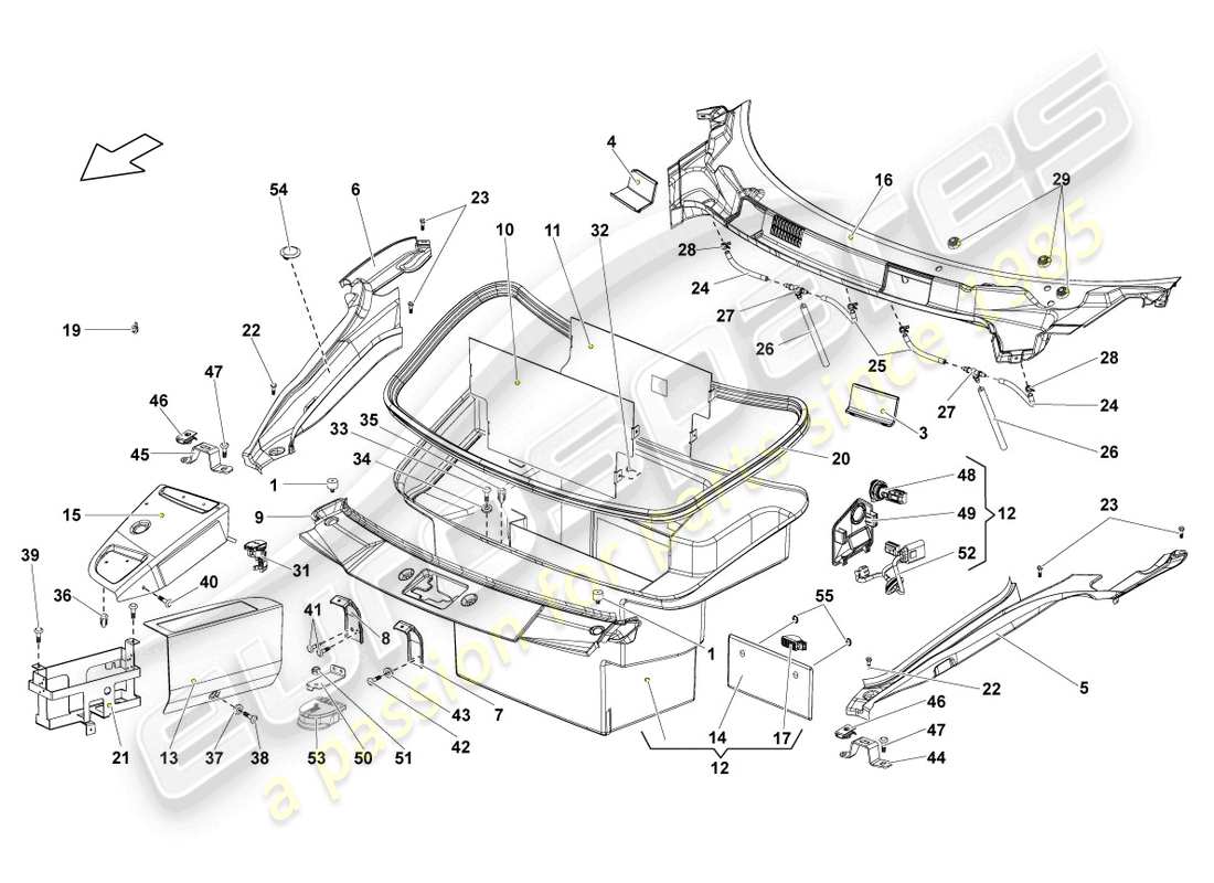 Lamborghini LP570-4 Spyder Performante (2012) CROSS PANEL WITH SCUTTLE Part Diagram