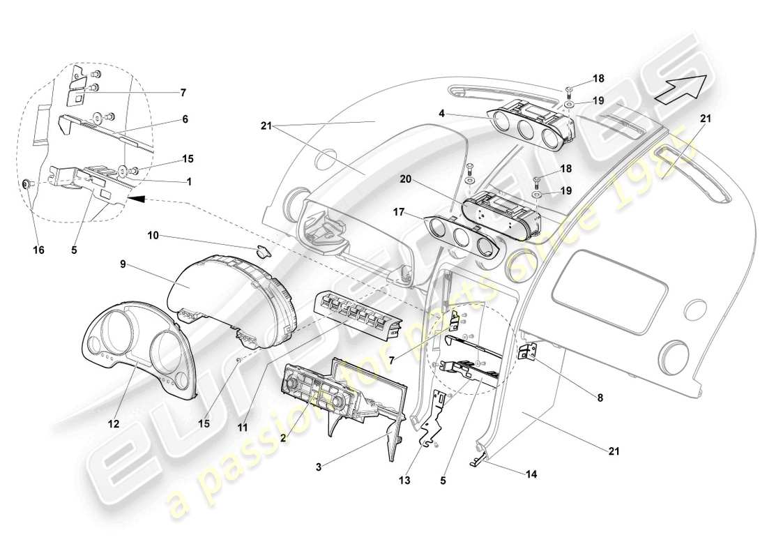 Lamborghini LP570-4 Spyder Performante (2012) COMBI-INSTRUMENT Part Diagram