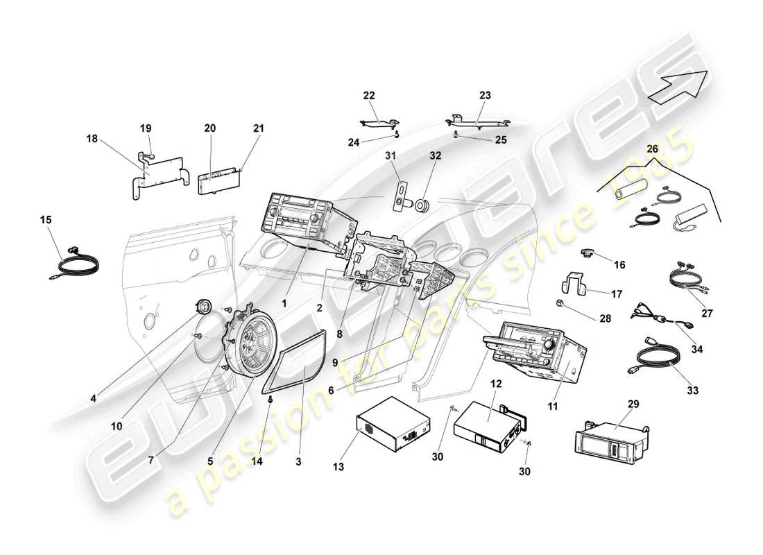 Lamborghini LP570-4 Spyder Performante (2012) CONTROL UNIT FOR INFOR- MATION ELECTRONICS Part Diagram