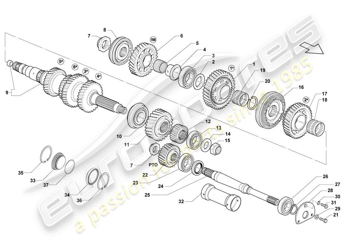 Lamborghini LP570-4 SL (2011) OUTPUT SHAFT Part Diagram