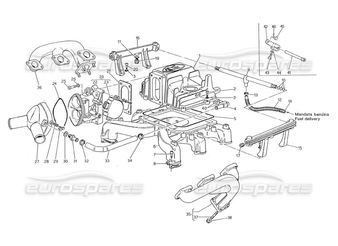 Maserati 228 intake manifold throttle valve body Part Diagram