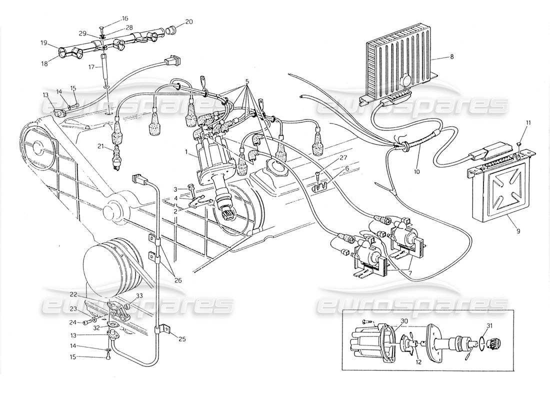 Maserati 228 Ignition System - Distributor Part Diagram