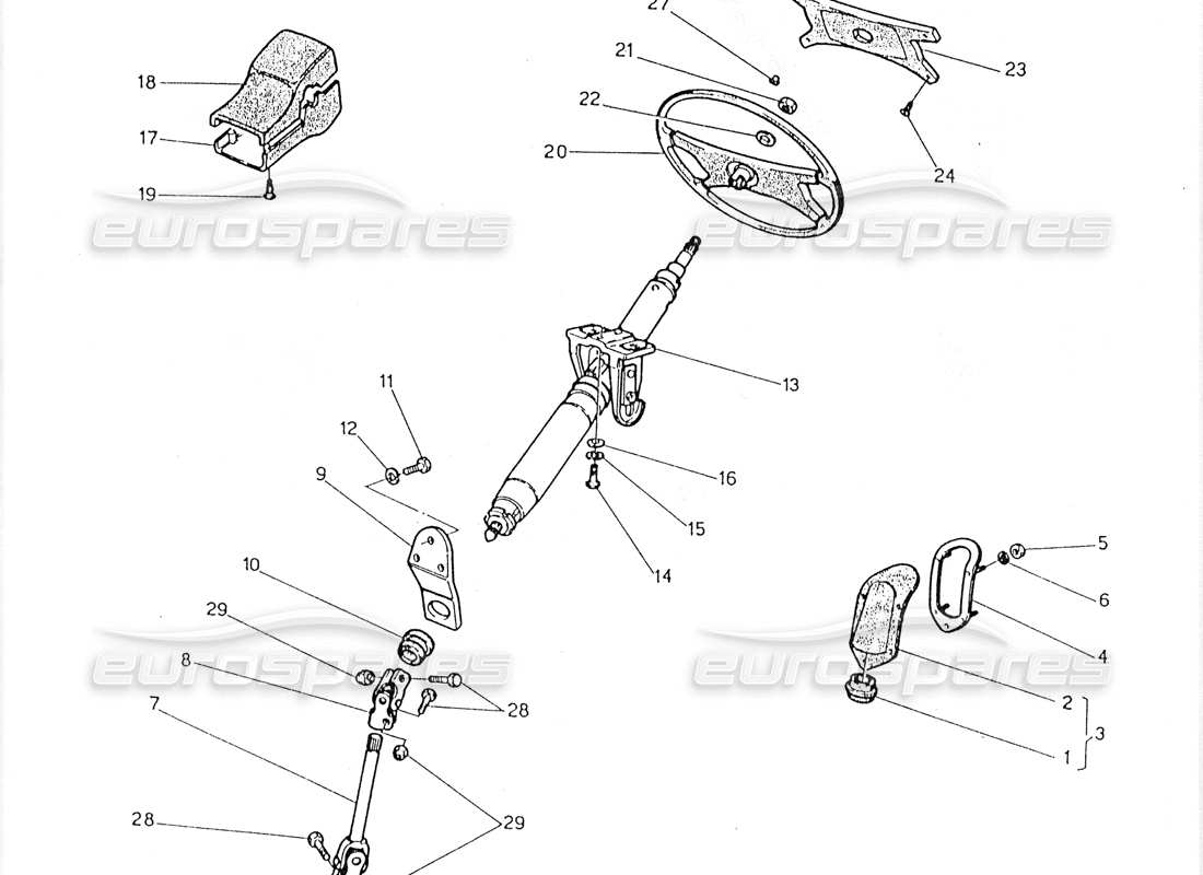 Maserati 228 Steering Shaft and Wheel Part Diagram