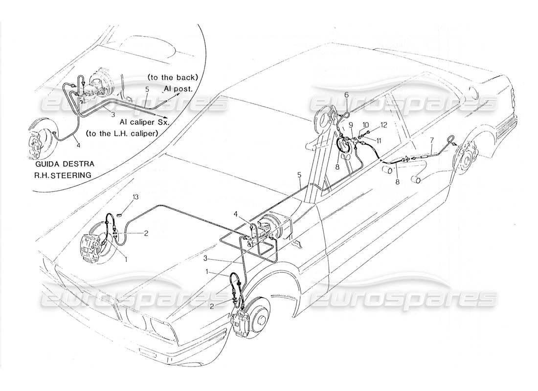 Maserati 228 Hydraulic Brake Lines Part Diagram