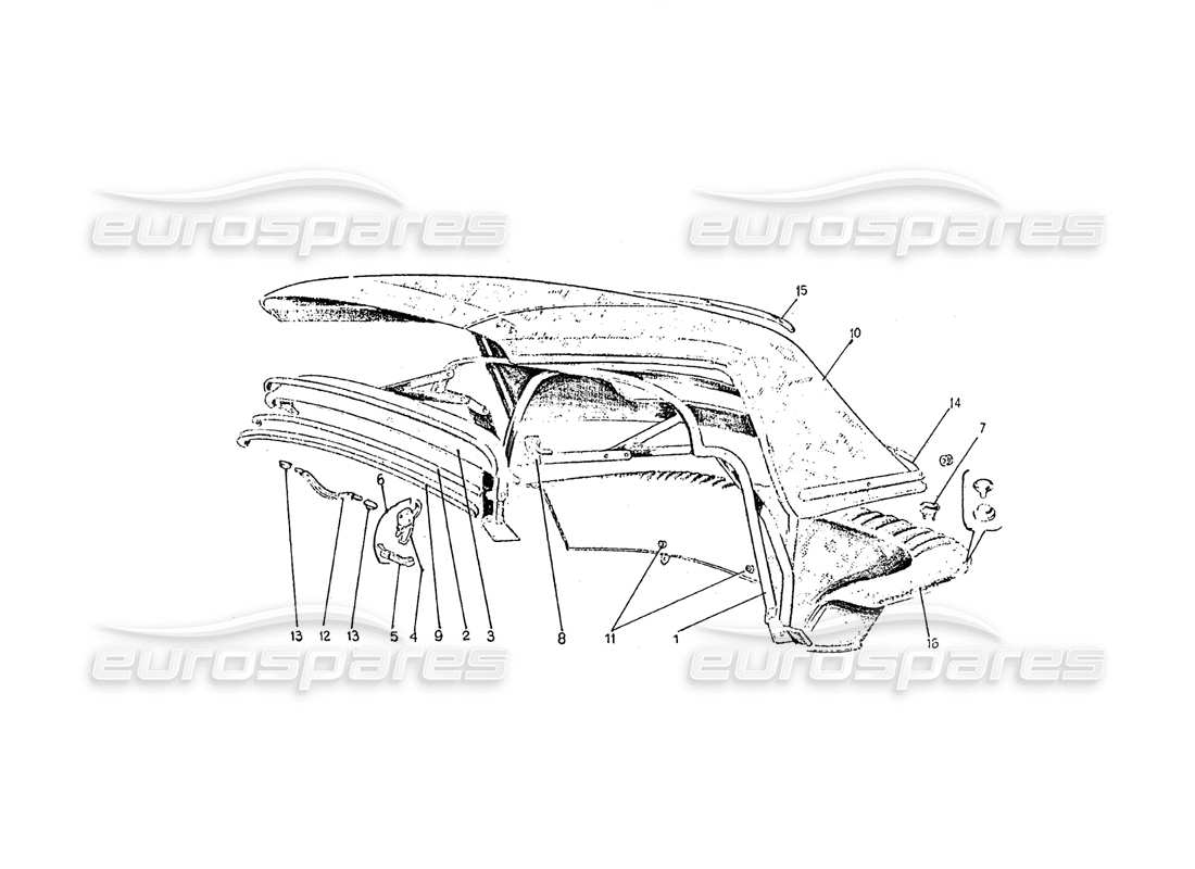 Ferrari 275 (Pininfarina Coachwork) GRUPPO CAPOTE Parts Diagram