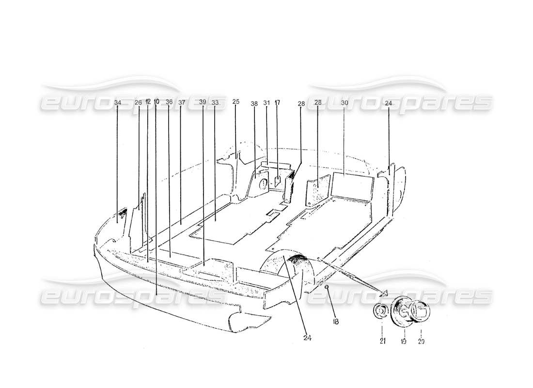 Ferrari 275 (Pininfarina Coachwork) Car Interior Carpets and Linings Group Parts Diagram