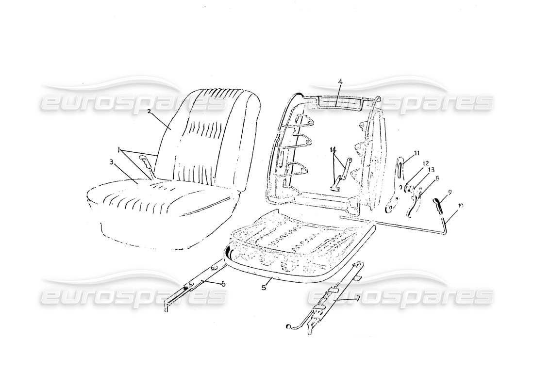 Ferrari 275 (Pininfarina Coachwork) Seating Group - FVN 80 Parts Diagram