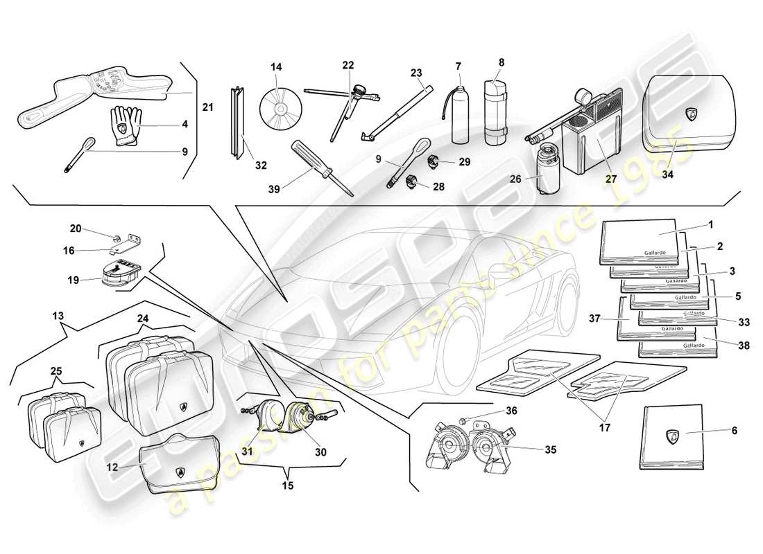 Lamborghini LP560-4 Spyder FL II (2013) vehicle tools Part Diagram