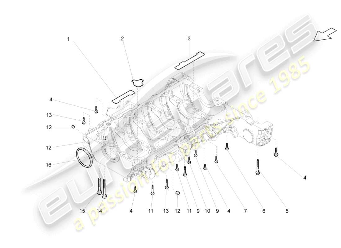 Lamborghini LP560-4 Spyder FL II (2013) CRANKCASE HOUSING LOWER Part Diagram